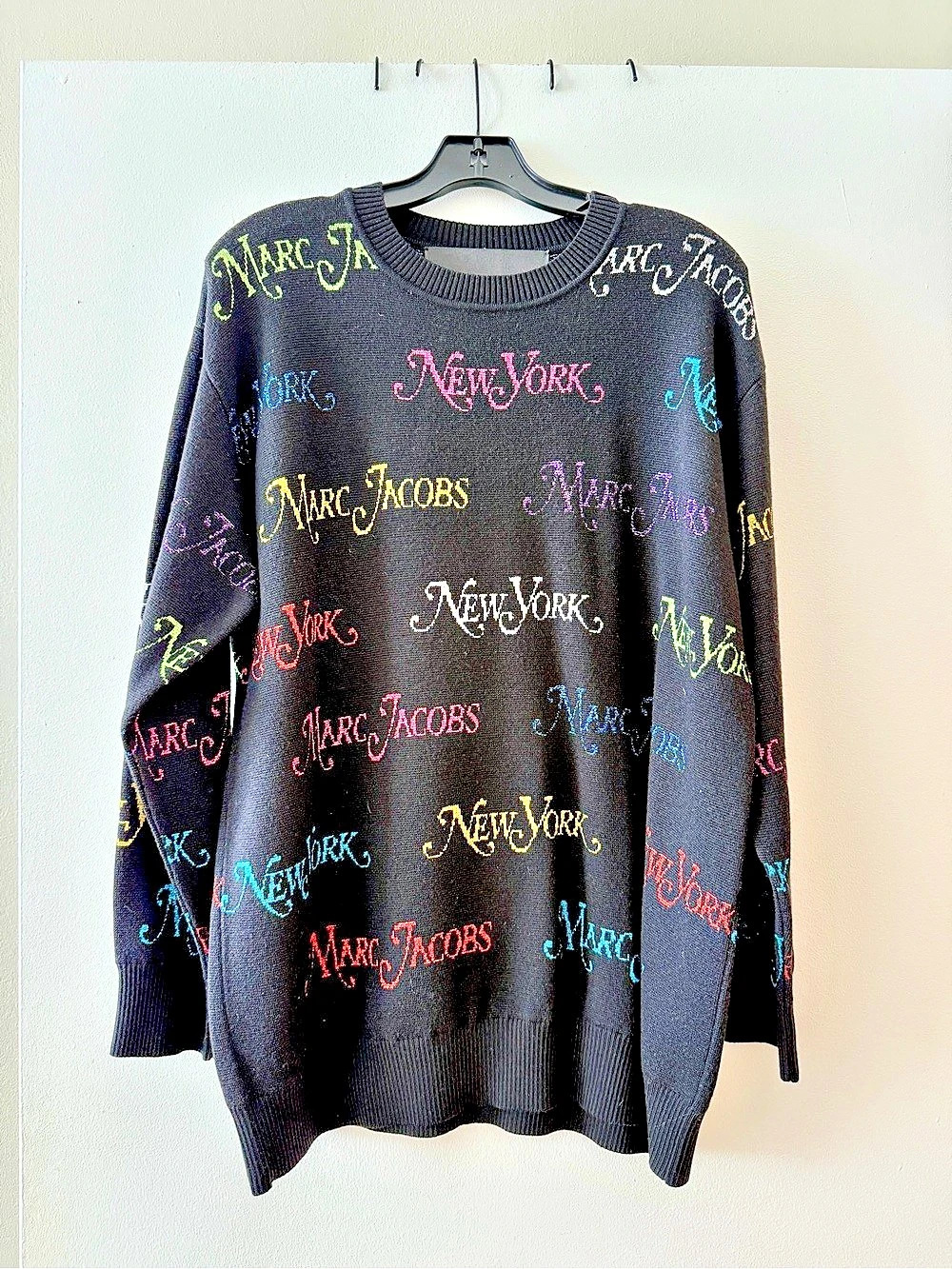 NWOT Marc Jacobs x New York Magazine Metallic Logo Sweater Black & Multicolor Sm